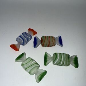 Lot of No 4 Frosted Colorful Retro Hand Blown Glass Candy Dish Christmas Decor